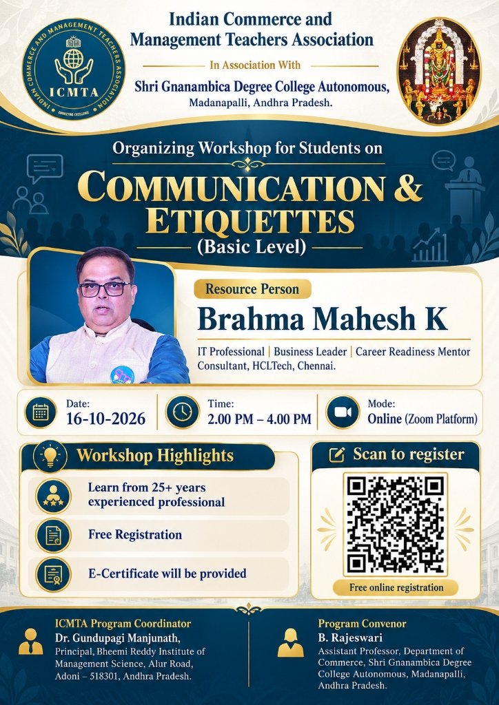 Workshop for Students on Communication & Etiquettes (Basic Level)